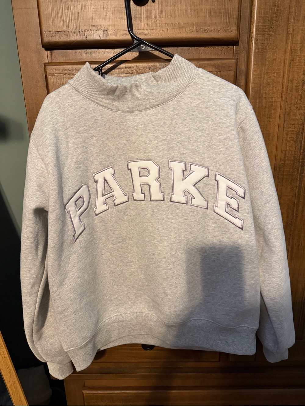 New Parke Varsity Mockneck Sweatshirt S/M Metallic Gray